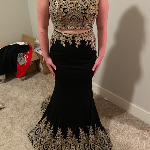 slim fit dress slacks Primavera 4534 Size 2 Black Peacock Sequin Prom Dress Formal Gown main image 0